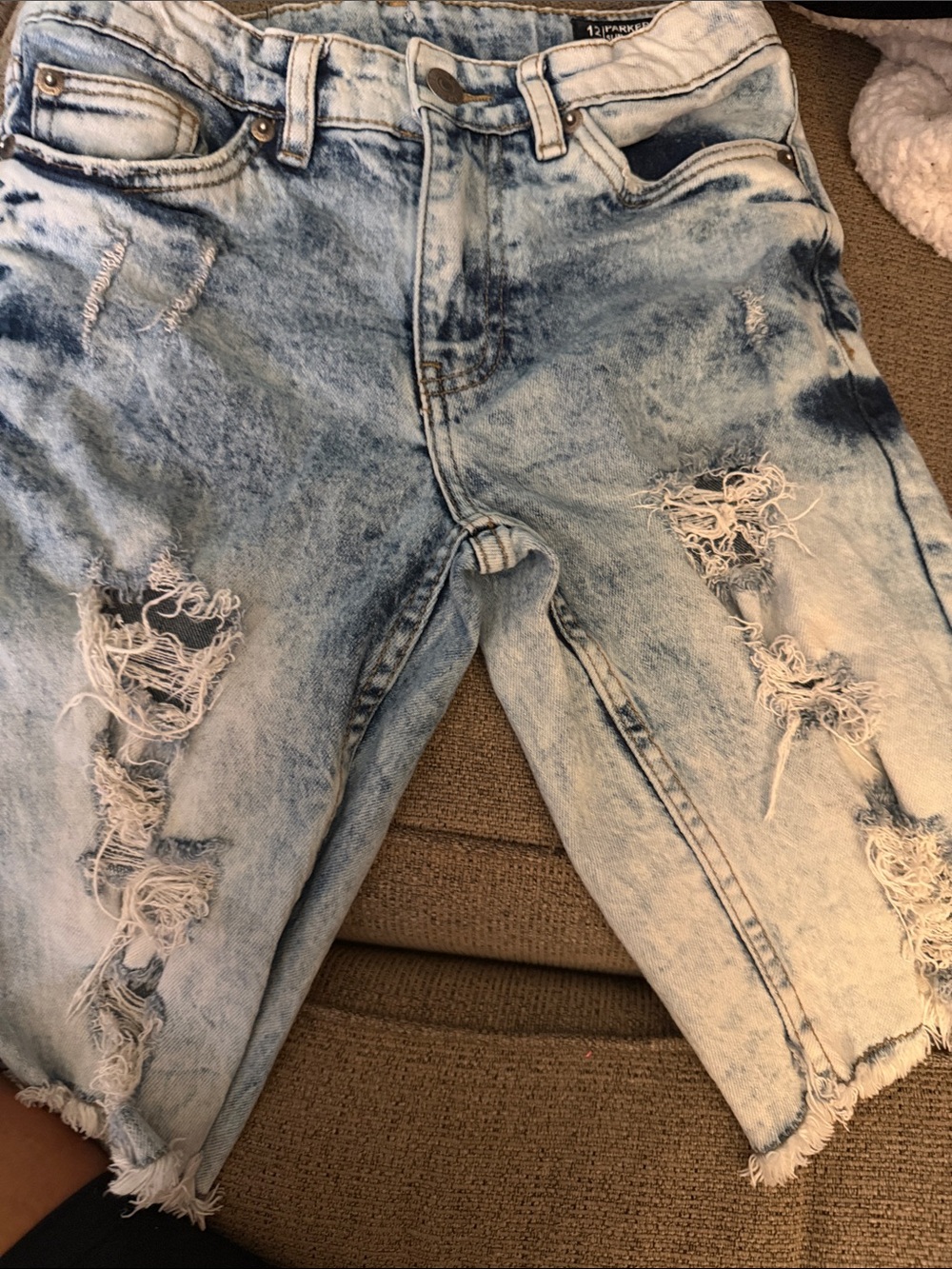 Buffalo David Bitton Distressed Light Blue Acid-Wash Kids Shorts